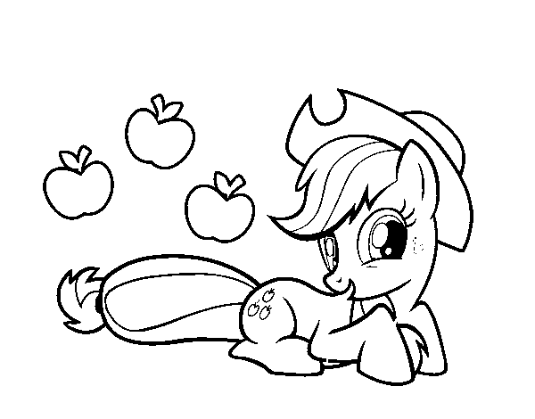 Desenho de  Applejack e suas maçãs para Colorir