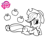 Dibujo de  Applejack e suas maçãs