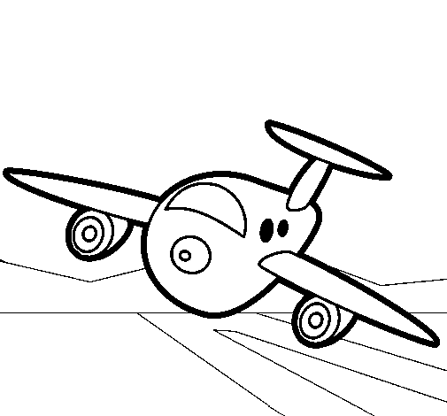 Desenho de Avião a aterrar para Colorir