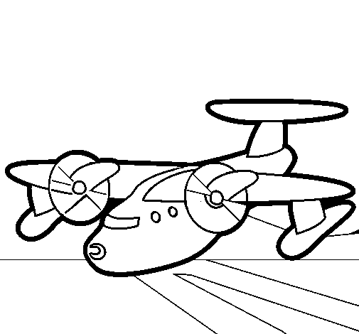 Desenho de Avião com pás para Colorir