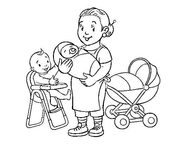 Desenho de Babysitter para Colorir