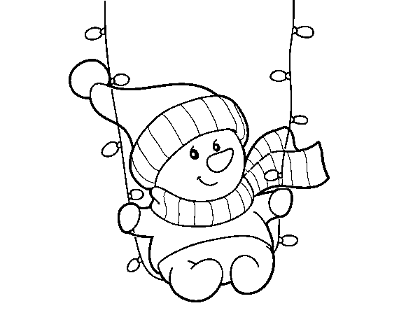 Desenho de Baloiço do boneco de neve para Colorir