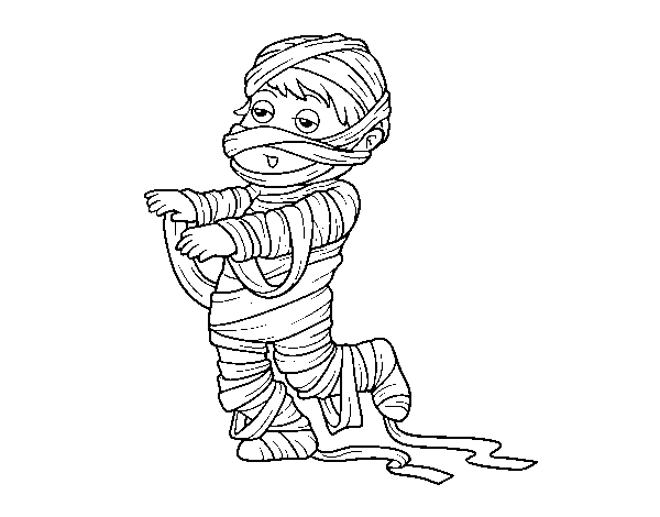 Desenho de Bambino vestido como uma múmia para Colorir