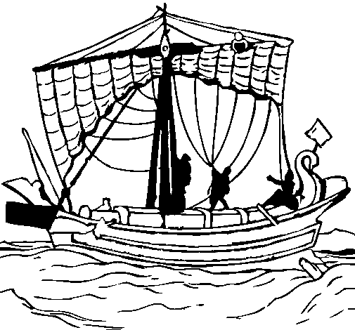 Desenho de Barco romano para Colorir