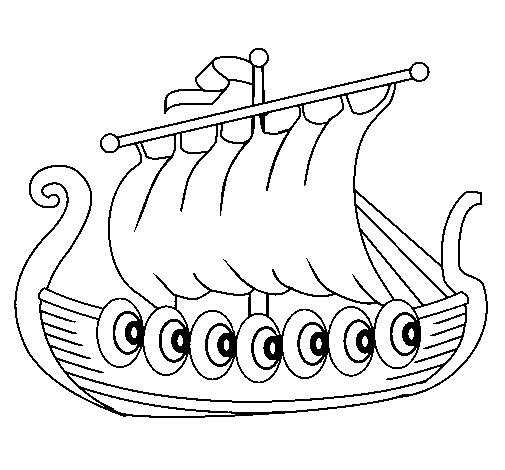 Desenho de Barco viking para Colorir