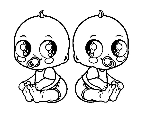 Desenho de Bebês gêmeos para Colorir