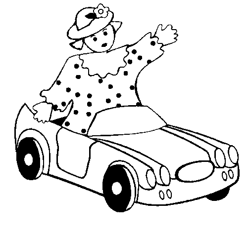 Desenho de Boneca em carro descapotável para Colorir
