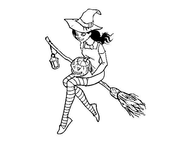 Desenho de Bruxa do Halloween para Colorir
