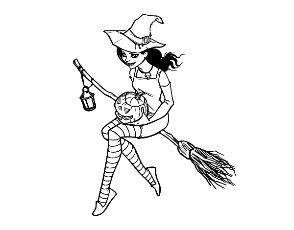 Desenho de Bruxa do Halloween para Colorir - Colorir.com