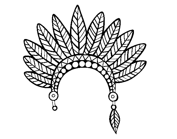 Desenho de Cabeça coroa de penas indiana para Colorir