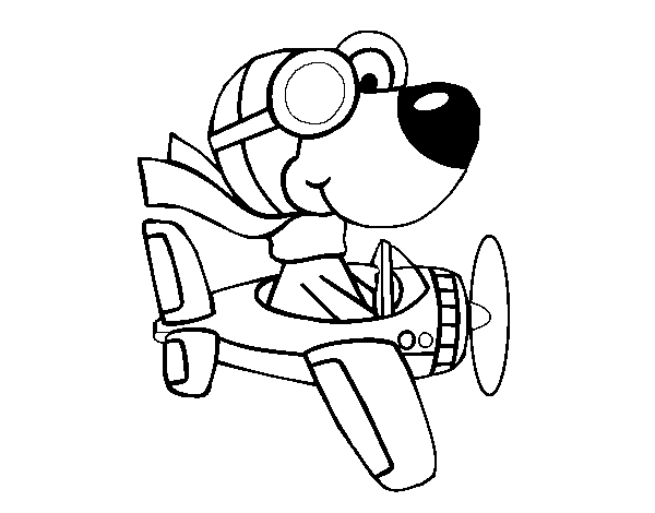 Desenho de Cachorro aviador para Colorir