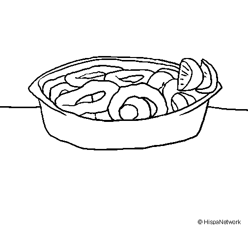 Desenho de Calamares à romana para Colorir