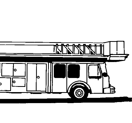 Desenho de Camião de bombeiros com escada para Colorir