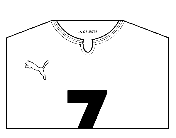 Desenho de Camisa da copa do mundo de futebol 2014 do Uruguai para Colorir