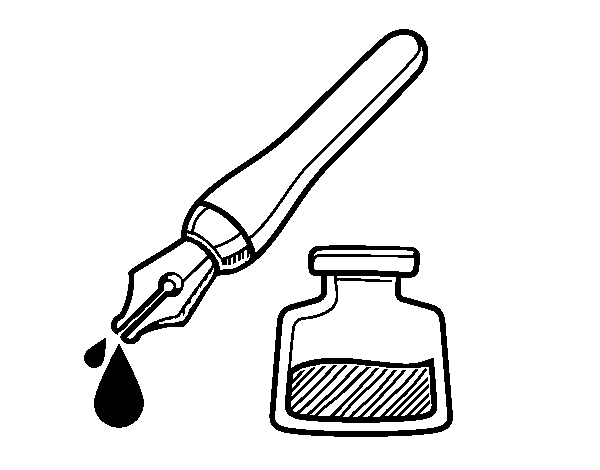 Desenho de Caneta de tinta permanente e tinteiro para Colorir