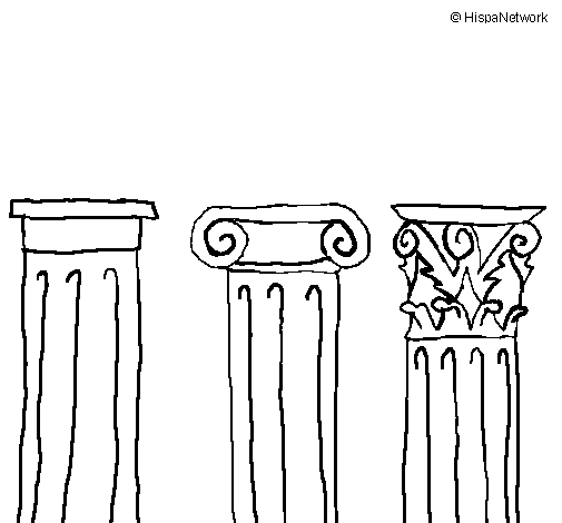 Desenho de Capitel dórico, iónico e corintio para Colorir
