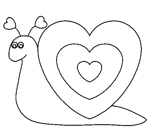 Desenho de Caracol coração  para Colorir