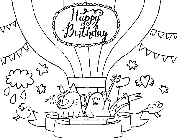 Desenho de Cartão de feliz aniversário para Colorir