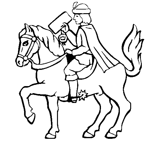 Desenho de Carteiro natalício a cavalo para Colorir