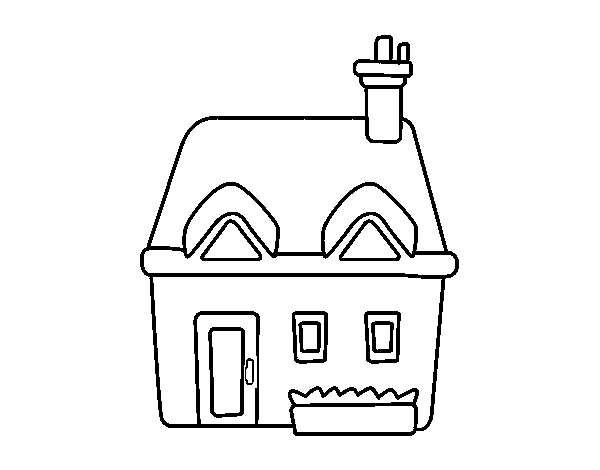 Desenho de Casa con chaminé para Colorir