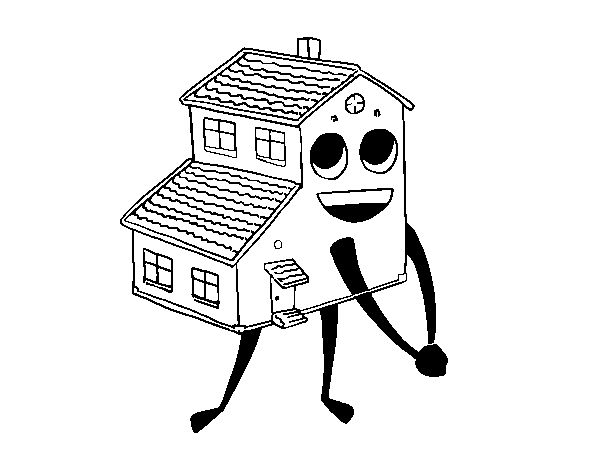 Desenho de Casa sorrindo para Colorir