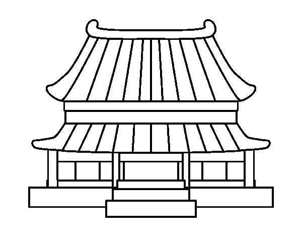 Desenho de Casa tradicional chinesa para Colorir
