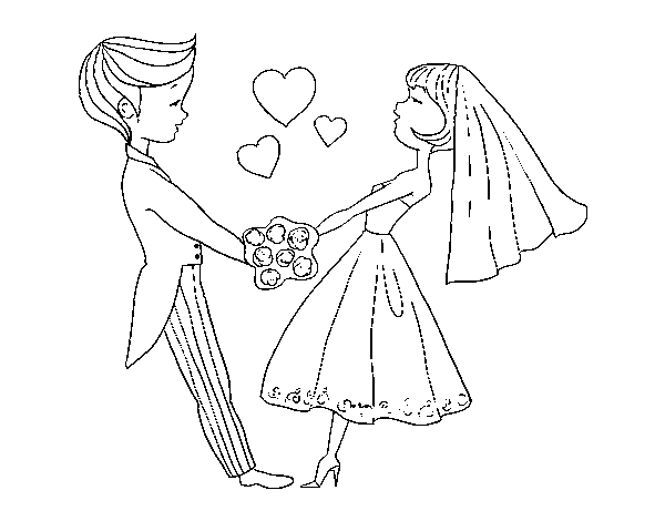 Desenho de Casado e no amor para Colorir