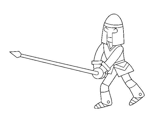 Desenho de Cavaleiro com lança para Colorir