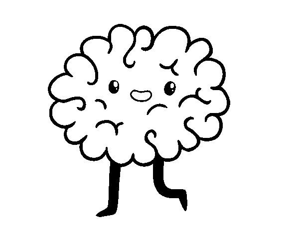 Desenho de Cérebro kawaii para Colorir