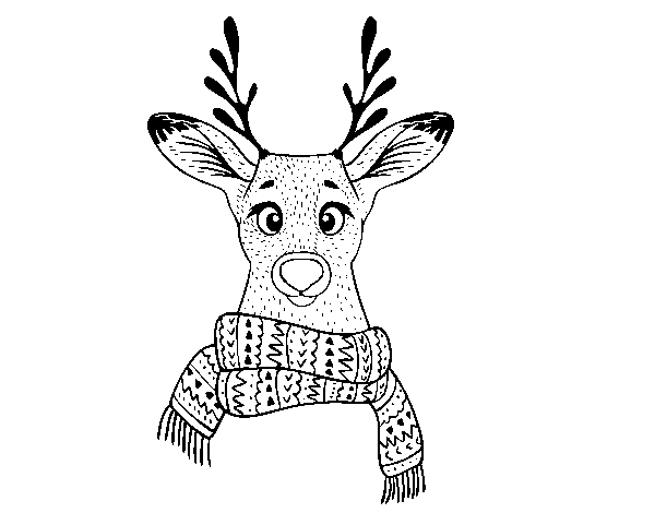 Desenho de Cervos com lenço para Colorir