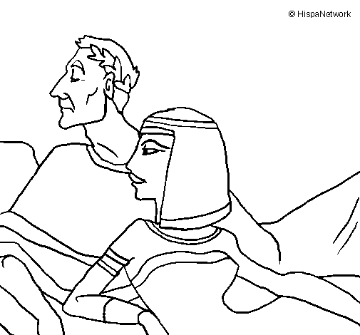 Desenho de César e Cleopatra para Colorir