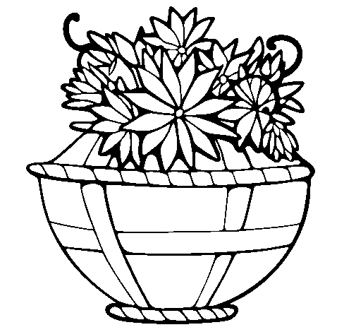 Desenho de Cesta de flores 11 para Colorir