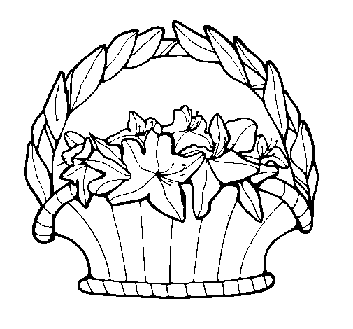 Desenho de Cesta de flores 4 para Colorir