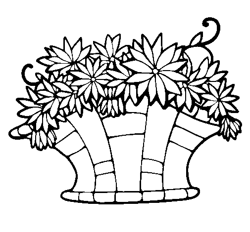 Desenho de Cesta de flores 7 para Colorir