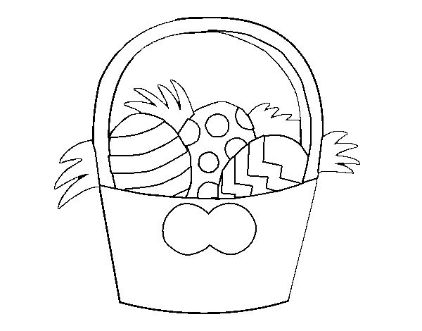 Desenho de Cesta ovos de páscoa para Colorir