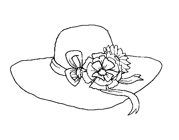 Desenho de Chapéu por flores para Colorir