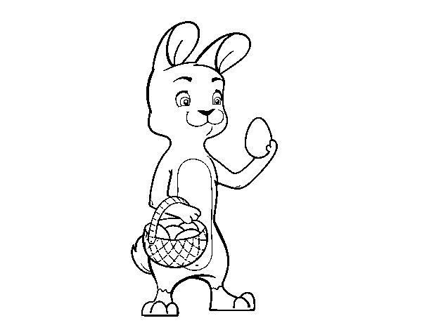 Desenho de Coelhinho com ovo de Páscoa para Colorir