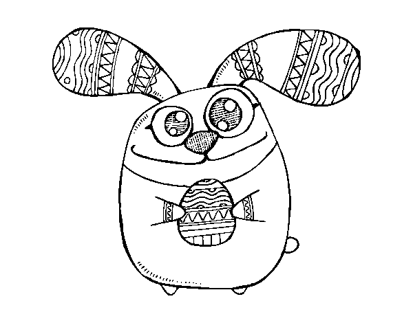Desenho de Coelhito da Páscoa com os olhos esbugalhados para Colorir
