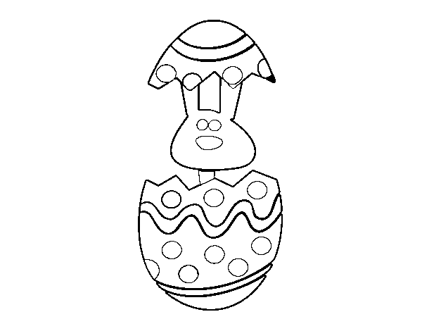 Desenho de Coelhito em um ovo de páscoa para Colorir