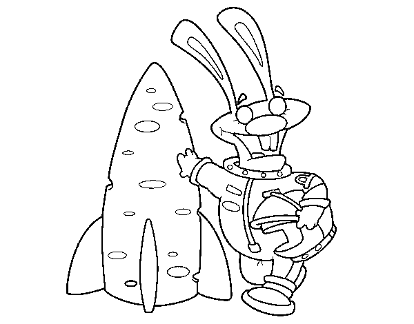 Desenho de Coelho astronauta para Colorir