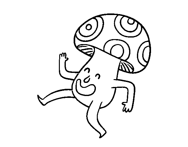 Desenho de Cogumelo feliz para Colorir
