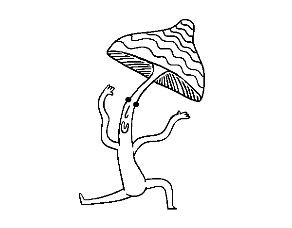 Desenho de Cogumelo que faz a ginástica para Colorir
