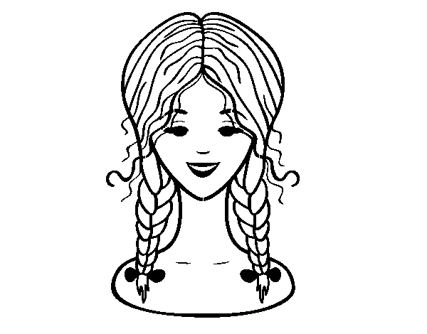 Desenho de Com duas tranças penteado para Colorir