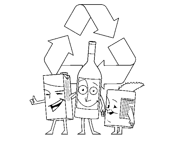 Desenho de Contentores de reciclagem para Colorir