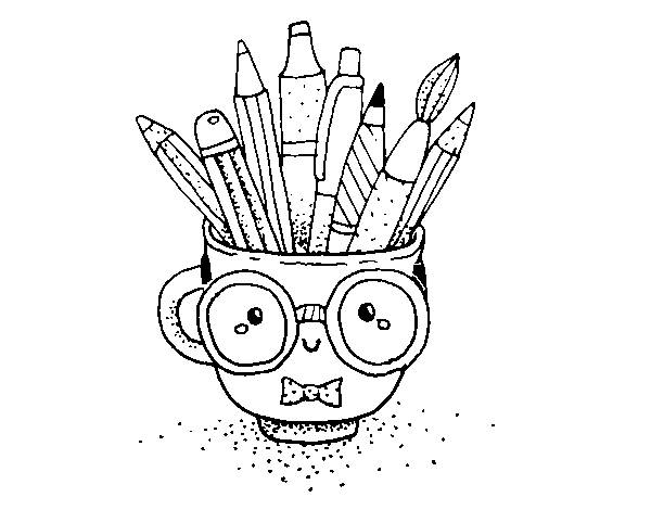Desenho de Copo animado com lápis para Colorir