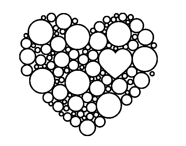 Desenho de Coração com círculos para Colorir