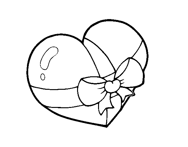 Desenho de Coração presente para Colorir