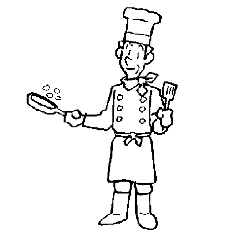 Desenho de Cozinheiro a cozinhar  para Colorir