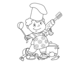 Desenho de Criança cozinhar para colorear
