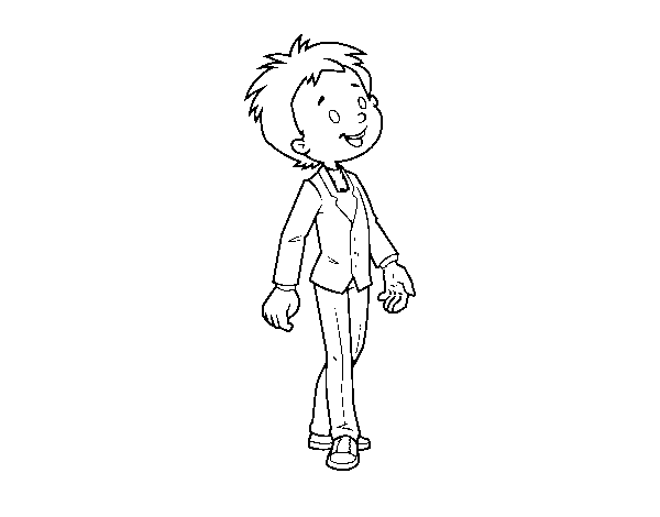 Desenho de Criança vestida no terno para Colorir